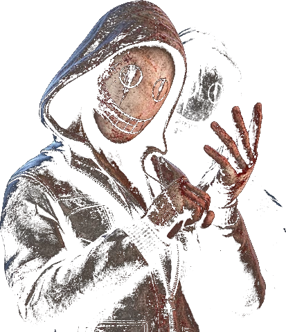 The Legion from Dead by Daylight — masked killer in a bloodstained hoodie