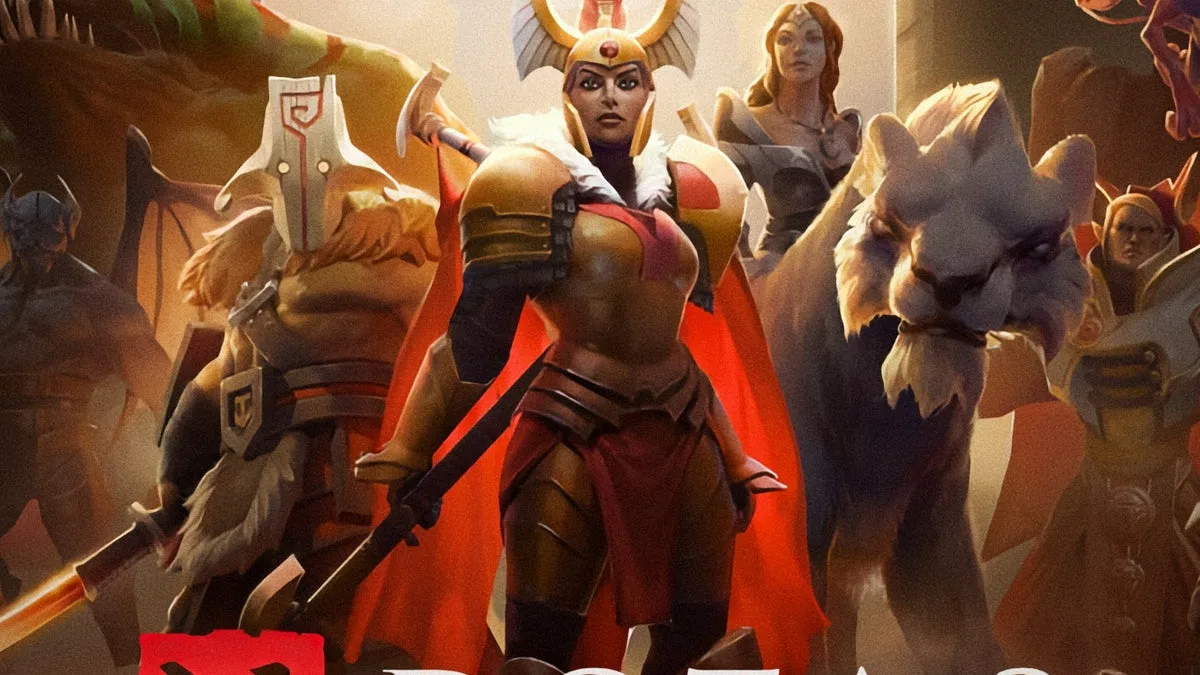 Dota 2 MOBA team fight on Summoners Rift style map